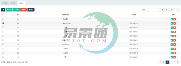 易景通景区分销系统:分销商管理列表 易景通景区分销系统:分销商管理列表